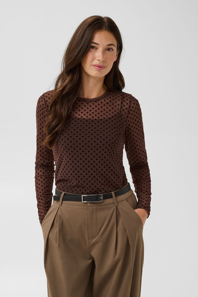 CUlaya Mesh Top Brown Spot front